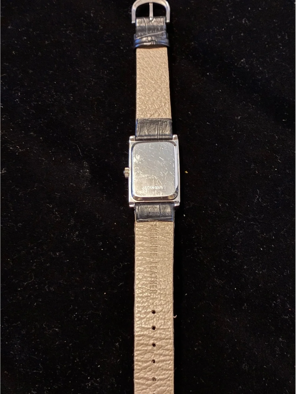 Coldwater Creek Women's Tank Watch Silver Tone Rectangular Roman Numeral Black